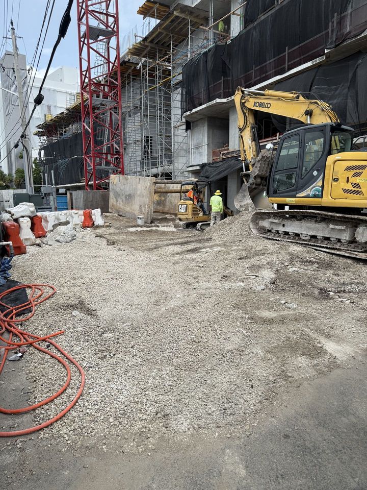 Excavator on a commercial construction site